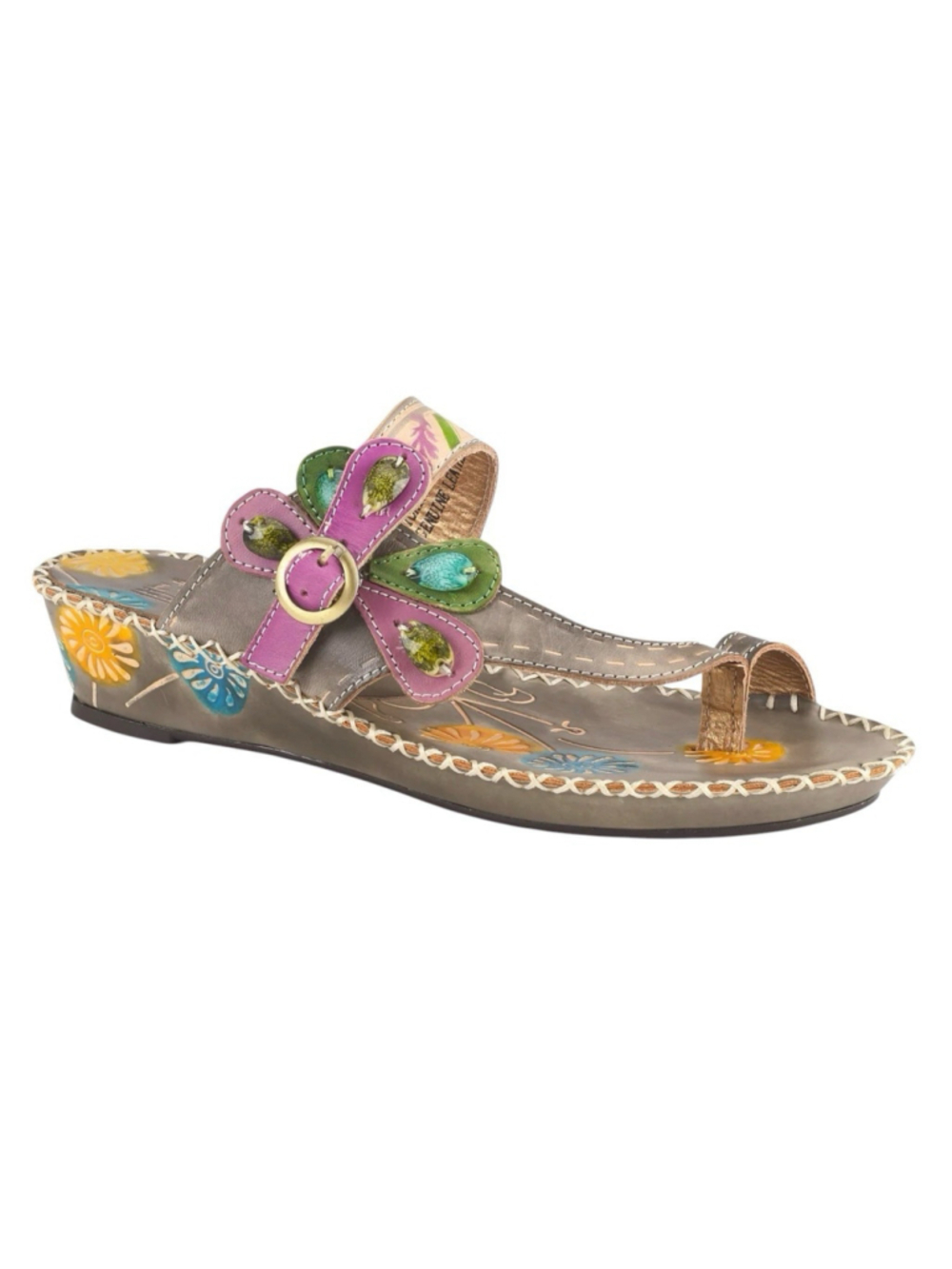 Spring Step L'Artiste Santorini Slide Wedge Sandals FLORAL US 6.5-7 EUR 37 Boho